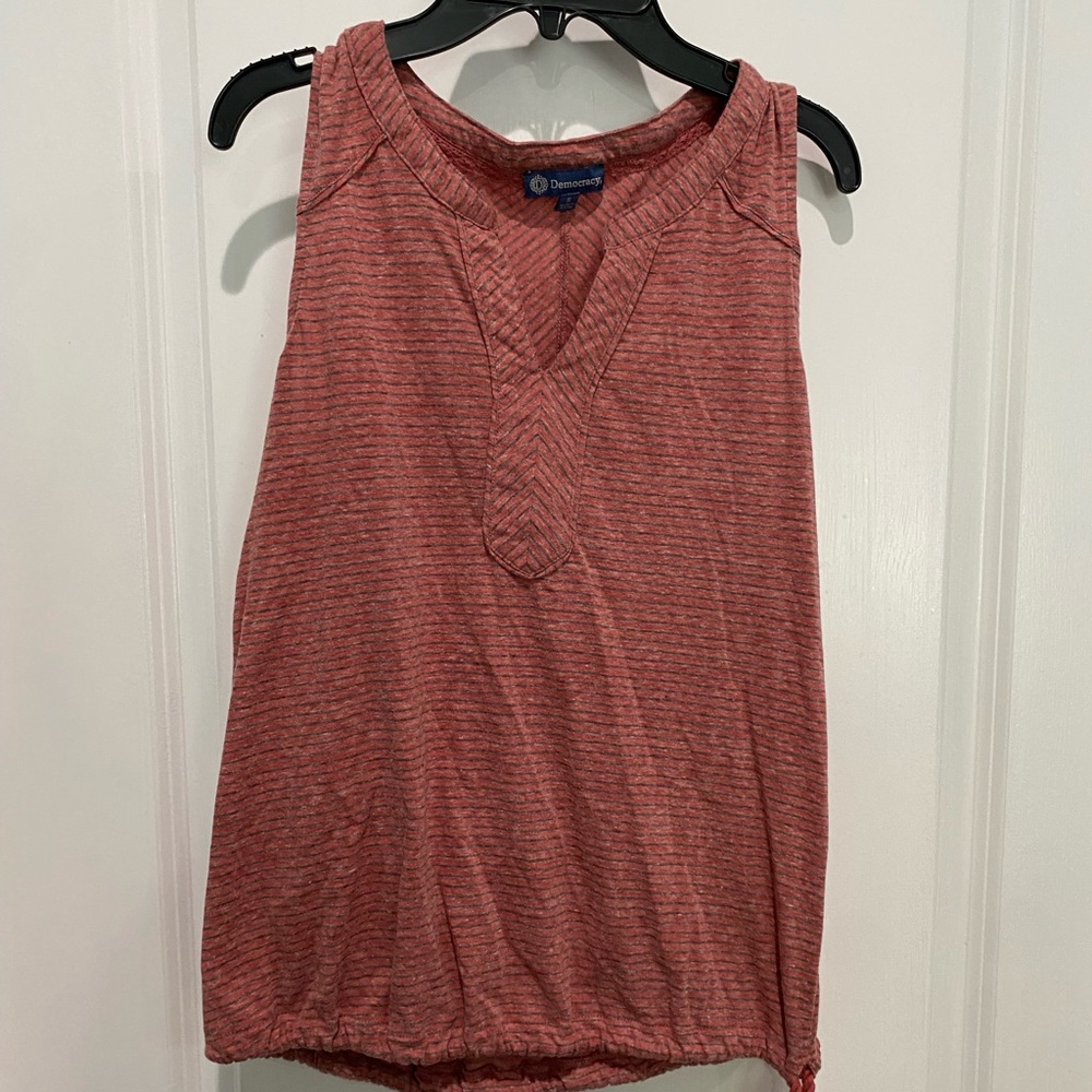 Democracy Hem Tie Sleeveless Top, Sz S